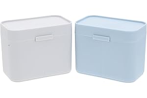 BESPORTBLE 2pcs Two-Grid Nail Cotton Pad Storage Box with Cover, Desktop Organizer for Makeup, Cotton Swab