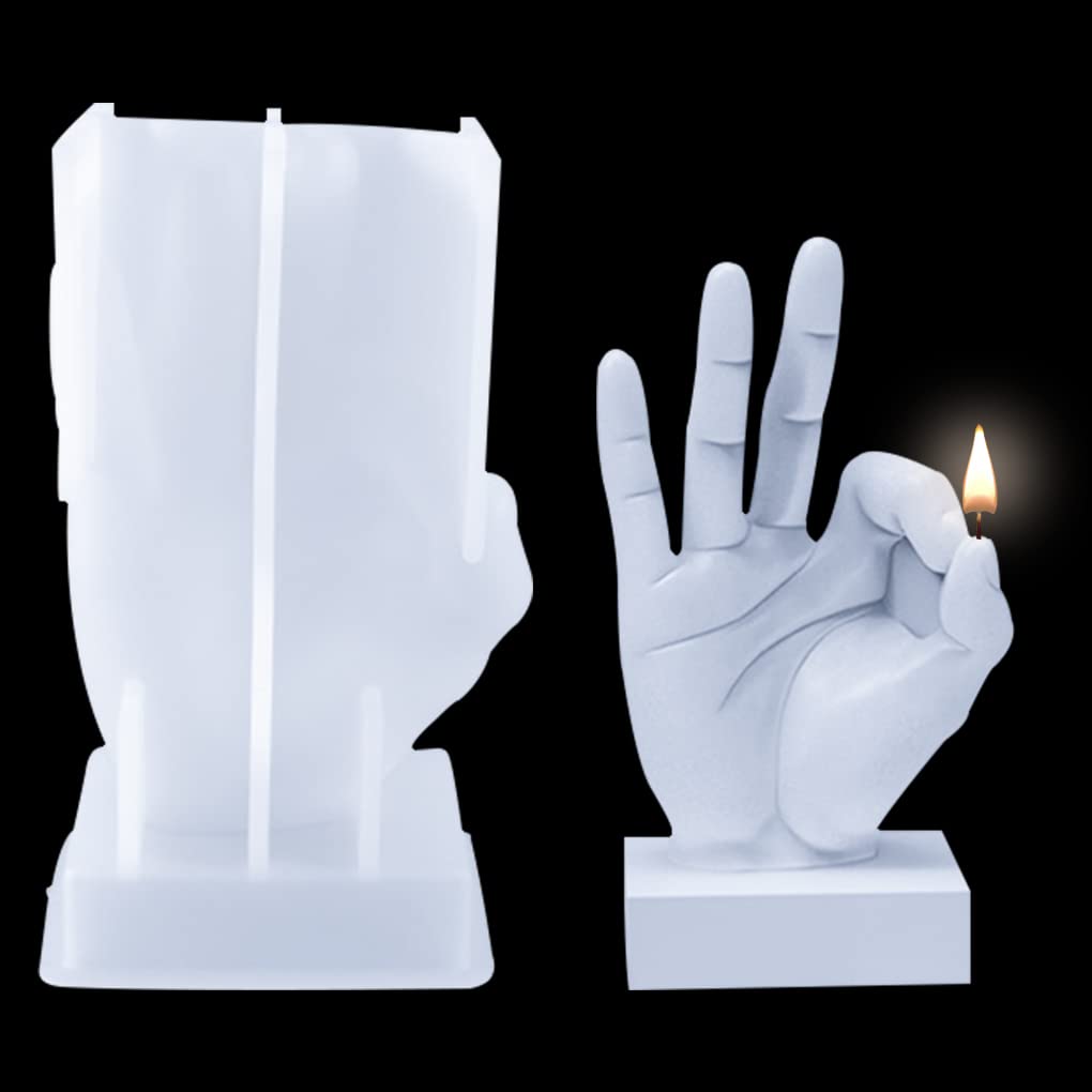 FineInno Ok Gesture Candle Mould, 3D Hand Epoxy Resin Mould, Finger Silicone Mould for Candle Making, Plaster Sculpture, Clay Crafts