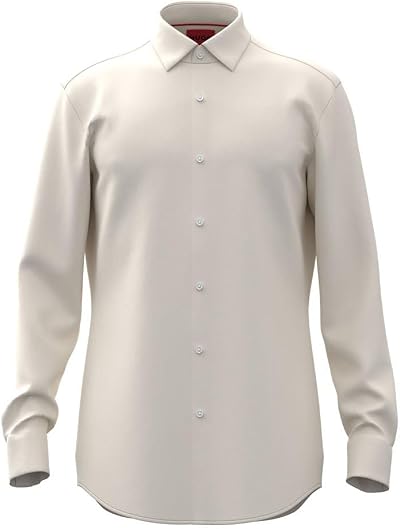 HUGO Men's Sharp Fit Dress Shirt Pure Cotton White 18