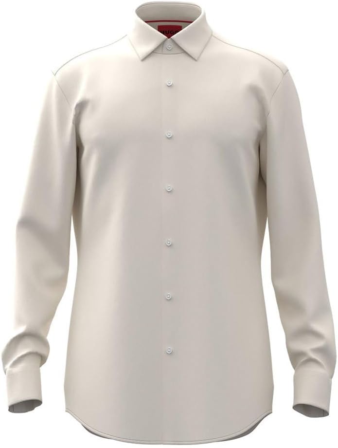 HUGO Men's Sharp Fit Dress Shirt Pure Cotton White 18