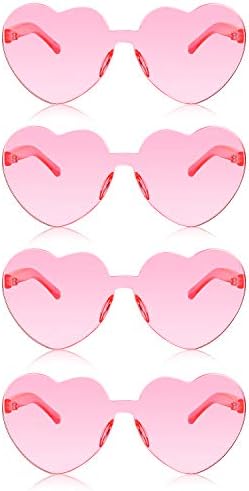 4 Pieces Heart Shaped Rimless Sunglasses