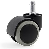 KATU BG506-38 Office Chair Caster Wheels 2 Inches Universal Stem 11mm X 22mm. Modern Design Ideal for Hardwood Floors, Smoothness and Quietness 5 Years Warranty -  (Black - Gray)