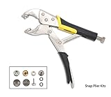 DianMan Heavy-Duty Snap Fastener Pliers (Adjustable Setter, 2 Interchangeable Dies) Snap Installation Set Hand Tools for Fastening, Replacing Metal Snaps, Repairing Boat Covers, Canvas, Sewing, Tarp
