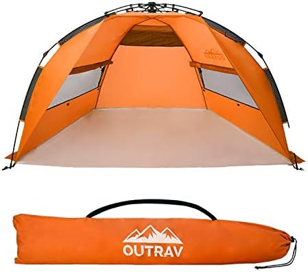 Outrav Pop Up Beach Tent - Quick and Easy Set Up, Family Size, Portable Sun and Water Shelter and Shade Canopy - for Fishing, Camping, Hiking and Outdoor Activities