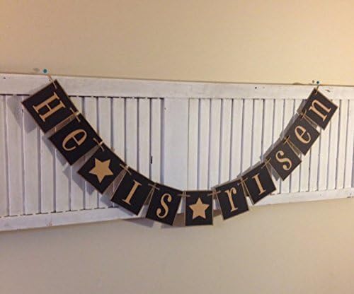 He is Risen Easter Banner Bunting Sign Garland Primitive Handmade Decoration