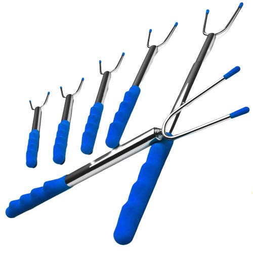 Premium Marshmallow Roasting Sticks - Multi-Use Forks For Outdoor Cookware, BBQ & Campfire. 6 Telescoping Roasting Sticks 8 FREE Bamboo Sticks - Extendable Hot Dog Forks / Smores Sticks -Safe For Kids