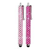 TASIRO TP0001 Universal Bling Stylus Pens - Two Long Gem Covered Stylus Pens Compatible with All Capacitive Touchscreen Devices (All iPhone, iPad, Android Phones and Tablets) - 2Pack 110mm