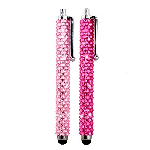 TASIRO TP0001 Universal Bling Stylus Pens - Two Long Gem Covered Stylus Pens Compatible with All Capacitive Touchscreen Devices (All iPhone, iPad, Android Phones and Tablets) - 2Pack 110mm