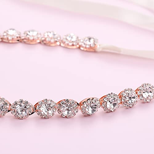 Flower Girl Headpiece，Rose Gold Wedding Headband for Flower Girl Bridal