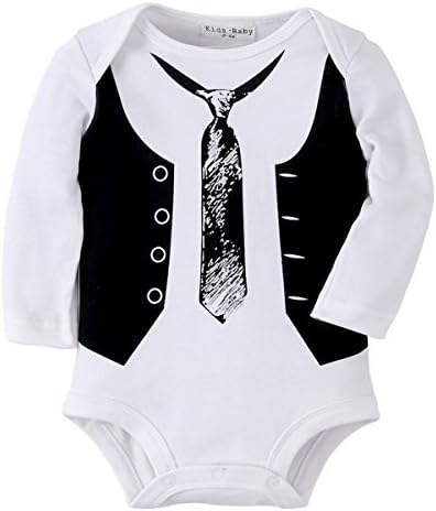 Ubeiyi Baby Cotton Long Sleeve Bodysuit Jumpsuit Onesies Baby Romper (6-12M, White)