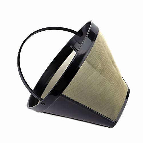 image for Coffee Filter Jubapoz Reusable Coffee Maker Filter Cone Baskets Gold T