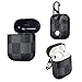Compatible with Airpods Leather Case Cover with Carabiner Accessories Kits, Portable Protective Shockproof Cover Compatible with Airpods 1 & 2 Charging Case Outdoor Portable
