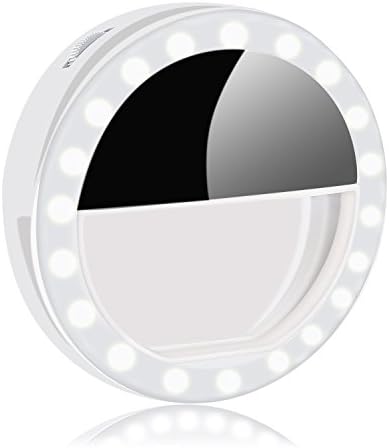 YouVogue Portable Selfie Compact Ring Light , TravelRechargeable Lights with Make-up Mirror [40LED] For Cellphone Photography Video (White)