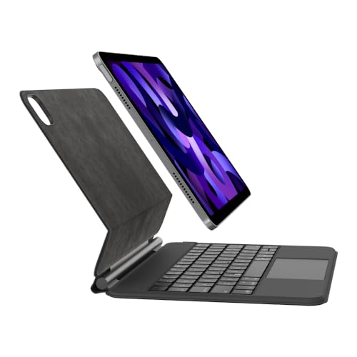 Belkin Pro iPad Tastaturhuelle mit Magnetstaender, beleuchtete Bluetooth‑Tasten, Trackpad‑Gesten, Apple Pencil Halterung, Premium‑Leder, QWERTZ, Medientasten, fuer iPad Air 11” M3/M4, Pro 11”