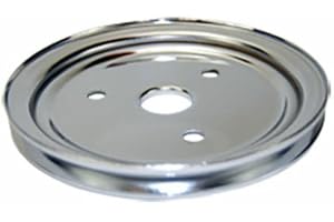 Pirate Mfg Chrome Steel SWP Single Groove Crankshaft Pulley, Compatible with Chevy SBC 283-350