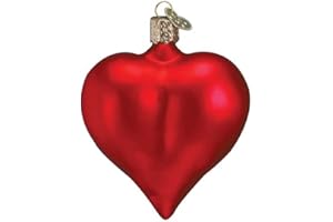 Old World Christmas Large Matte Red Heart Glass Blown Ornament for Christmas Tree, Handcrafted Holiday Decoration, Heart Collection