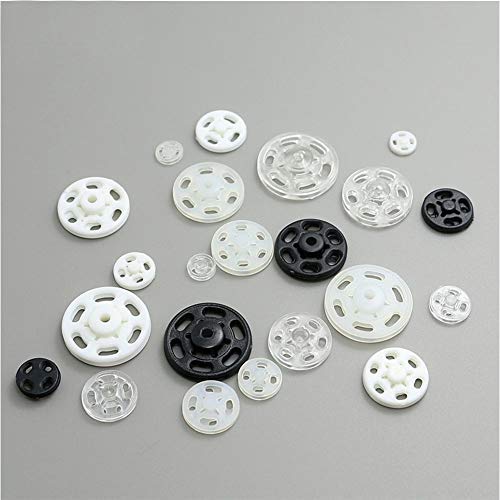 CGMJ 100 Sets 0.51" Clear Plastic Sew on Snap Fastener Button Press Button for Sewing DIY Craft