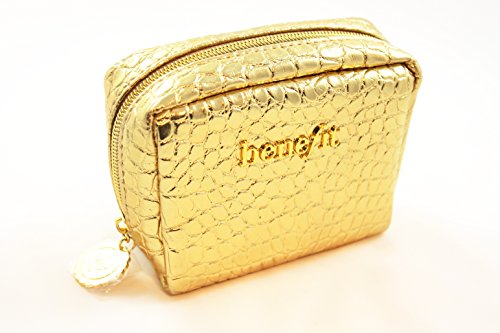 Benefit Cosmetics Mini Makeup Bag Travel Small 4.5 x 4 inches Gold Shimmer