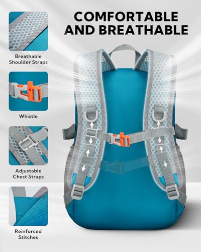 Waterfly Small Foldable Hiking Backpack: 15L Lightweight Rucksack Bag for Men Women Walking Packable Back Pack Water Resistant Daypack for Outdoor Camping Day Pack