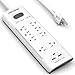 HOLSEM 8 Outlets Surge Protector Power Strip with 2 USB Charging Ports (2.4 A, 5V) and 6’ Heavy Duty Extension Cord,White