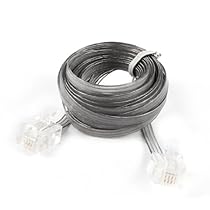 Uxcell 8 Foot RJ11 6P4C Plug Connector Flat Telephone Cable for Landline Telephone, Clear Grey