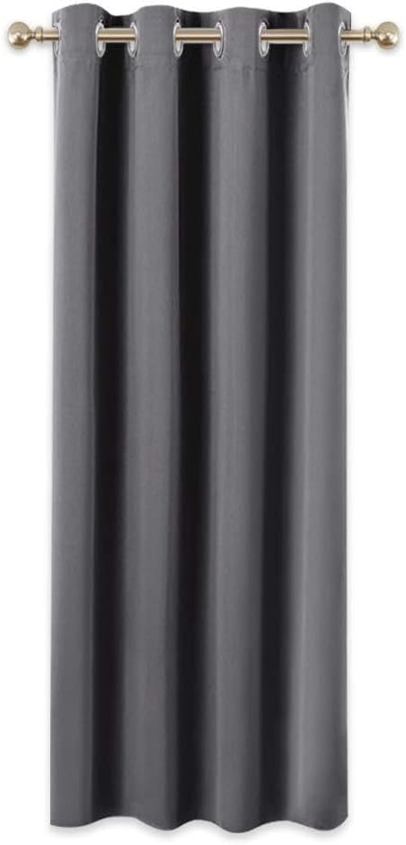 PONY DANCE Grey Blackout Curtain 52x95 Inch Eyelet Thermal Sun Blocking
