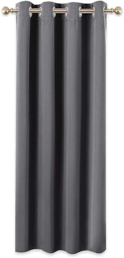 PONY DANCE Grey Blackout Curtain 52x95 Inch Eyelet Thermal Sun Blocking