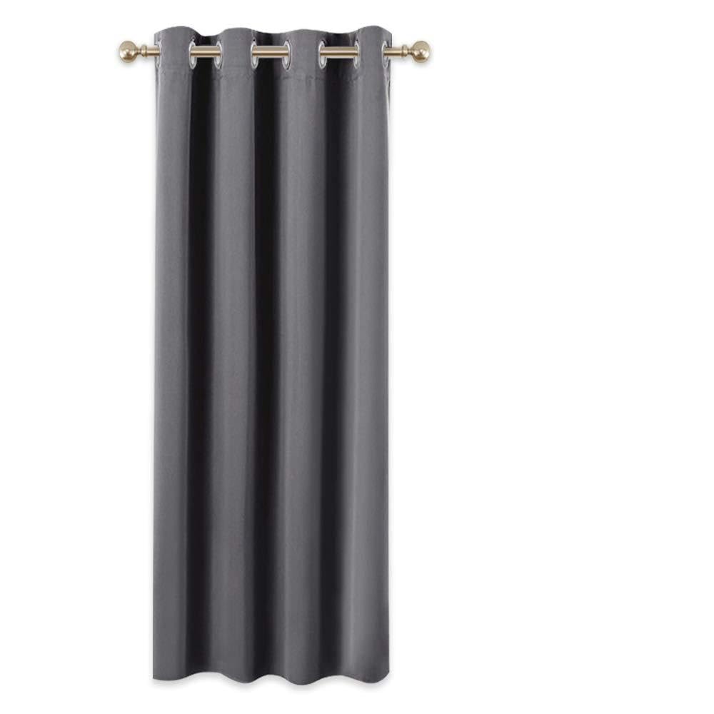 PONY DANCE Grey Blackout Door Curtain for Living Room - 95 Inch Drop Long Thermal Insulated Sun Blocking Curtain with Eyelet Sounproof Single Panel for Bedroom Office Hotel,52 X 95 Inch, Gray