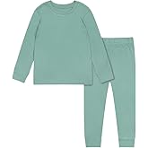 Teach Leanbh Toddler Baby Boys Girls Bamboo Viscose Pajamas Set Round Neck Long Sleeve Snug Fit Sleepwear Pjs 12M-5Y