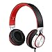 Sound Intone HD200 Headphones with Microphone Lightweight Folding Stereo Earphones for iPhone,PC,Laptop, Android Smartphones,Tablet (Black/Red)
