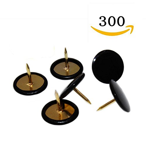 Joyous Journey Colorful Push Pins, 3/8 inch Plastic Coated Round Head with 5/16 inch Stainless Steel Point Thumb Tacks, 300 PCS (Black)