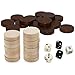ASNEY Wooden Backgammon Pieces, Solid Wood Checker Pieces Set Board Game Table Chips and 5 Dices, Includes Storage Bag (1.34