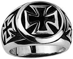Stainless Steel Iron Corss Ring with Cross on sides (Available in Sizes 10 to 14) size 10