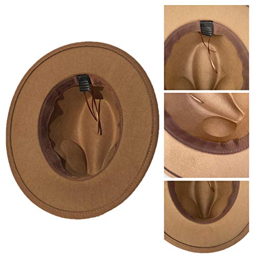 Xiang Ru Damen Fedora Hut Herren Wolle Trilby Panama Cap - Ledergürtel Trim Abnehmbares Band – Bild 8