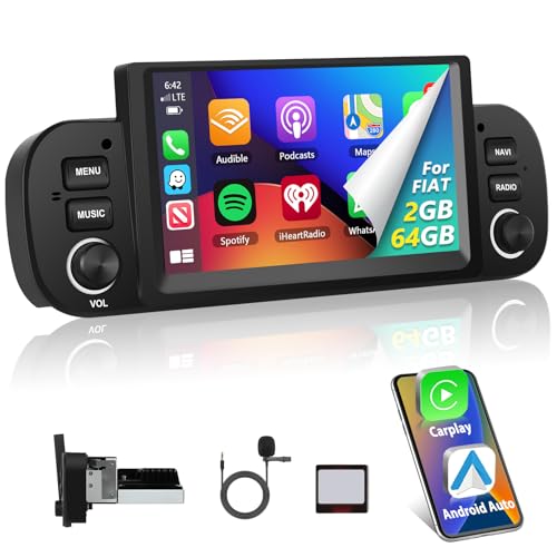 Motorsi 2+64G Autoradio für FIAT Panda 2013-2020 Radio mit Wireless Carplay/Android Auto, 6.2 Zoll Bildschirm Car Stereo mit GPS Navi/WiFi/Bluetooth/RDS/FM/USB/SWC/Mirror Link/Canbus