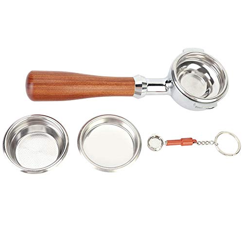 Jimfoty Bottomless Portafilter, Coffee Bottomless Filter Holder Powder Hammer Semi-Automatic Coffee Machine Filter Accessories