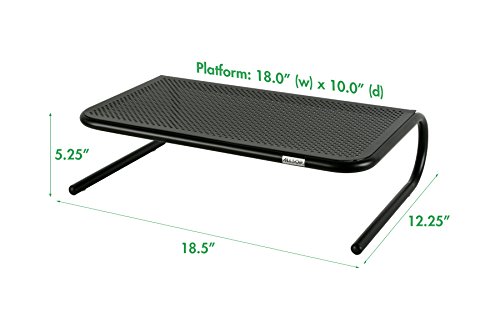 Allsop Large Metal Art Monitor Stand, 18-Inch wide platform holds 50 lbs with keyboard storage space - Black (30336)