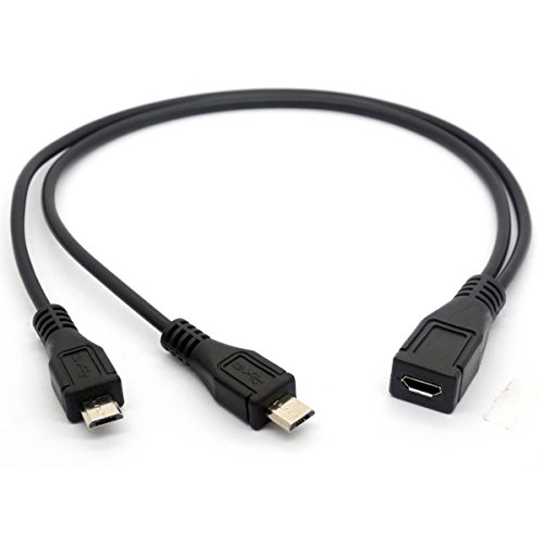 Micro USB Cable, Micro USB Female to 2 Micro USB Male Splitter Cord Charge cable for Galaxy S5 i9600 S4 I9500 Note2 N7100 S3 I9300 S2 9100(1 Female To 2 Male Straight)