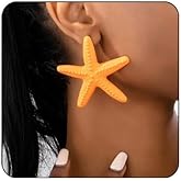 Bohemian Starfish Earrings for Women Beach Ocean Style Chunky Starfish Stud Earrings Chunky Star Earrings Lightweight Hypoallergenic Summer Beach Earrings Ocean-Themed Statement Jewelry