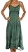 Sakkas Stonewashed Rayon Embroidered Adjustable Spaghetti Straps Long Dress