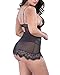 XAKALAKA Sexy V-Neck Lace Mesh Strappy Babydoll Plus Size Lingerie Set for Women Size 3XL (Black)