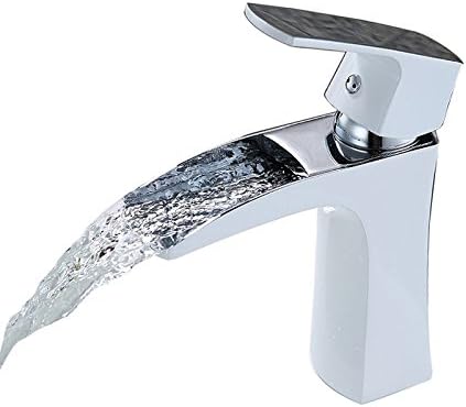 Sumerain Waterfall Bathroom Sink Faucet White And Chrome Finish