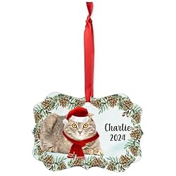 Sable Scottish Fold Cat Christmas Ornament 2024