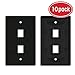 Ethernet Wall Plate, GearIT (10-Pack) 2 Port Cat6 RJ45 Wall Plate Keystone Jack, Black