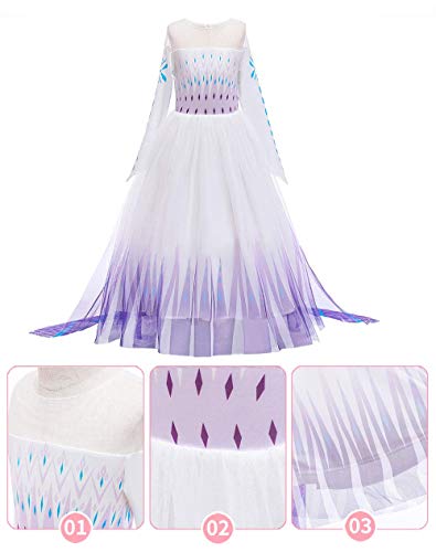 YOJOJOCO Princess Costume Halloween Girls\' Dresses Birthday Party Dress Up Clothes for Little Girls Toddlers (7Y - 8Y, White+Purple)