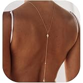 KYHNG Simple Sexy Rhinestone Waterdrop Back Chain Body Jewelry for Women Sexy Backless Rhinestone Necklace Bridal Wedding Backdrop Dress Accessories Jewelry