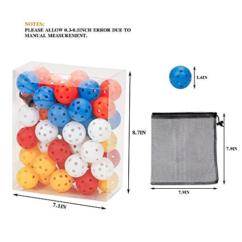 50 Packs Practice Golf Balls Limited Flight Golf Balls 40mm Hollow Plastic Golf Training Balls Colored Airflow Golf Balls for Swing Practice Driving Range Home Use Indoor (H01)
