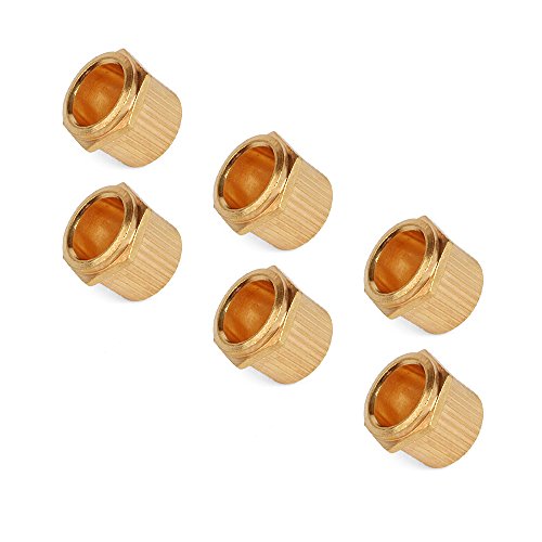 StewMac Vintage-style Guitar Tuner Bushings, Hex Tapered, Gold, Set of 6