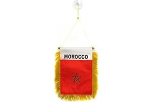 AZ FLAG - Morocco Mini Banner - 6'' x 4'' - 100% Polyester Moroccan Small Pennant for Car - Double-Sided Flag with Suction Cu