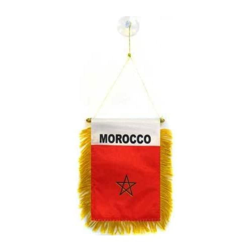 AZ FLAG - Morocco Mini Banner - 6'' x 4'' - 100% Polyester Moroccan Small Pennant for Car - Double-sided Flag with Suction Cup Hanger — image 1